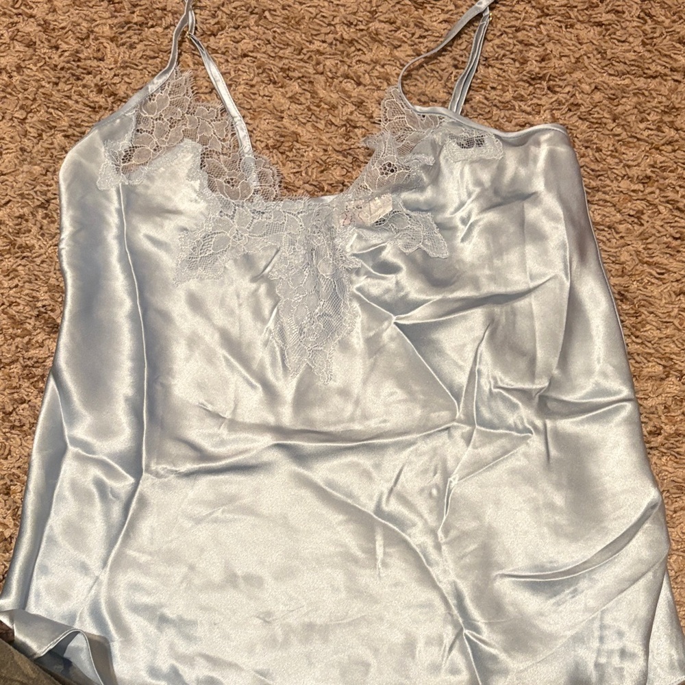 Jacalyn Bennett Elegant Lace Trim Satin Chemise
